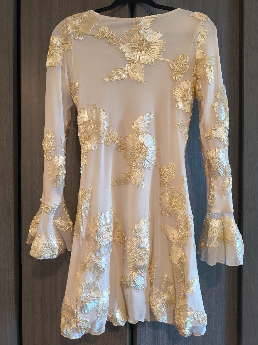 Pretty Garden Fashion Brand New With Tags Gold Cream Floral Midi Bodycon Dress - Picture 9 of 12